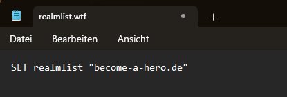 Eingetragene Become-a-Hero-Realmlist